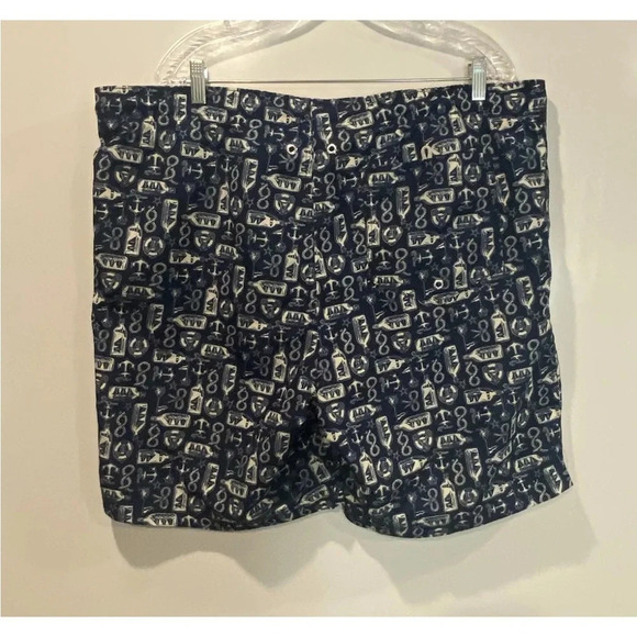 Lands’ End Men’s L 36-38 Swim Trunks Key Pocket Nautical Navy Blue (1561) - Picture 2 of 5